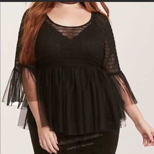 Black Tulle Belle Sleeve Top